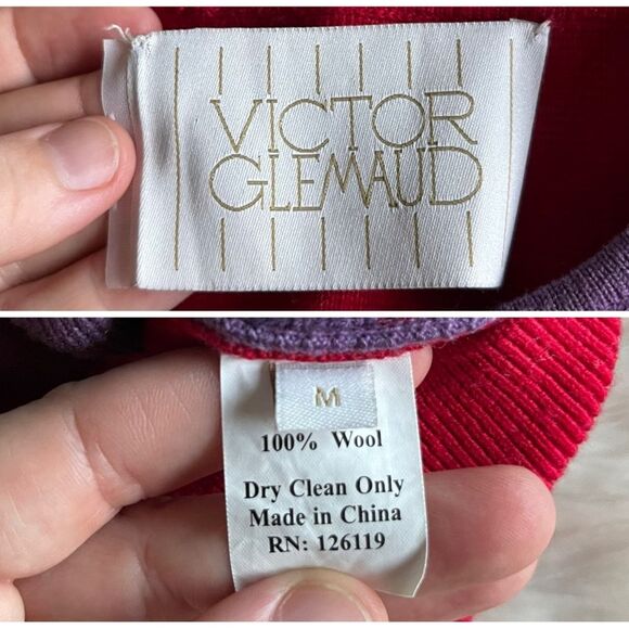 Victor Glemaud Red and Purple Colorblock Cutout Cropped Wool Tank Top - Picture 7 of 8